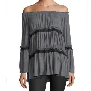 NWT Lumie Nieman Marcus Sz Medium tiered off the shoulder tunic top long sleeve